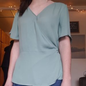 sea foam green wrap shirt